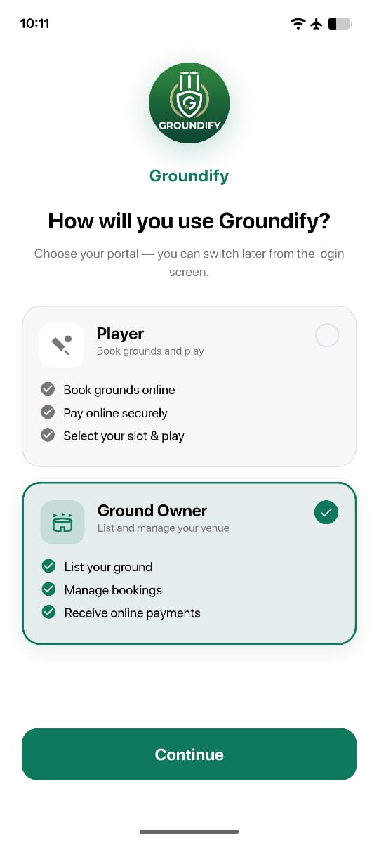 Choosing the Ground Owner portal